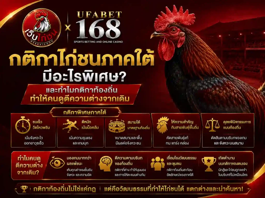 กติกา ไก่ชนใต้ มีอะไรพิเศษ