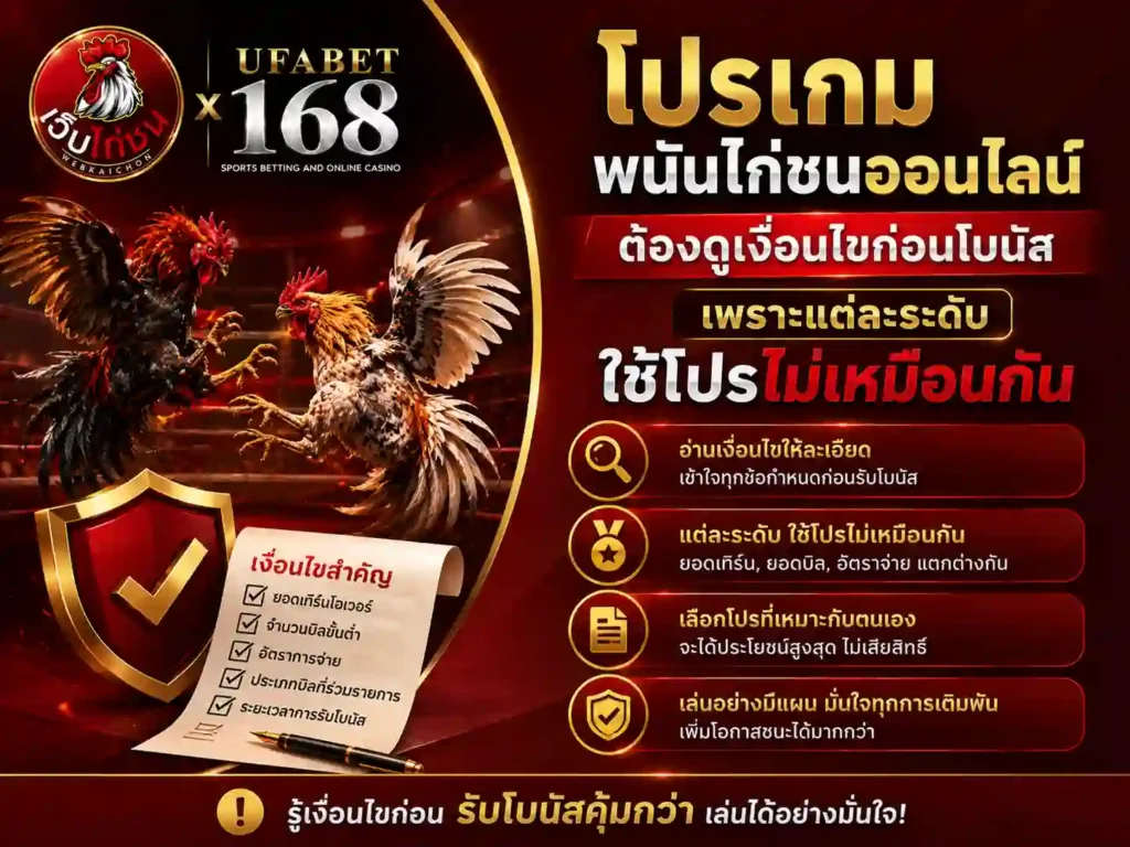 โปรเกม ไก่ชนออนไลน์ ต้องดูเงื่อนไข